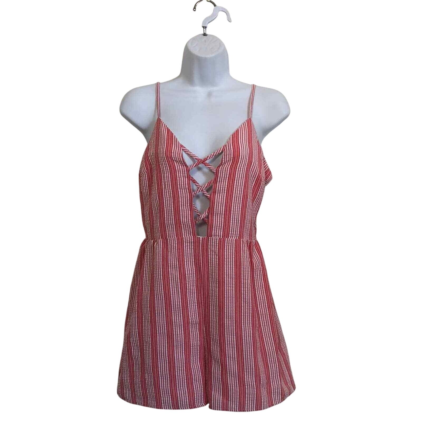 Hippie Chic Rayas Coral Corto Mameluco Shorts Mujer Talla S