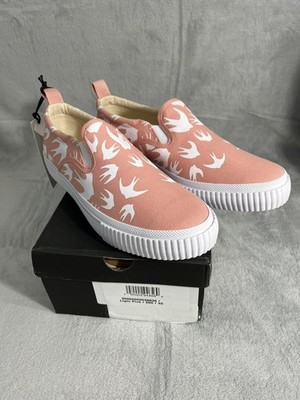 MCQ Alexander McQueen Swallow Slip On Sneakers Pink White Canvas Shoes EU 40