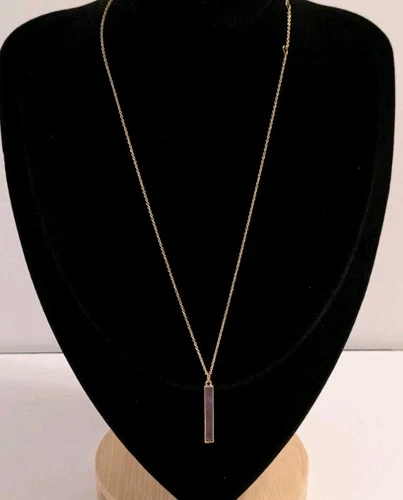 VETEMENTS Collana delicata tono oro LA CN con ciondolo finto quarzo viola. 15" 18".