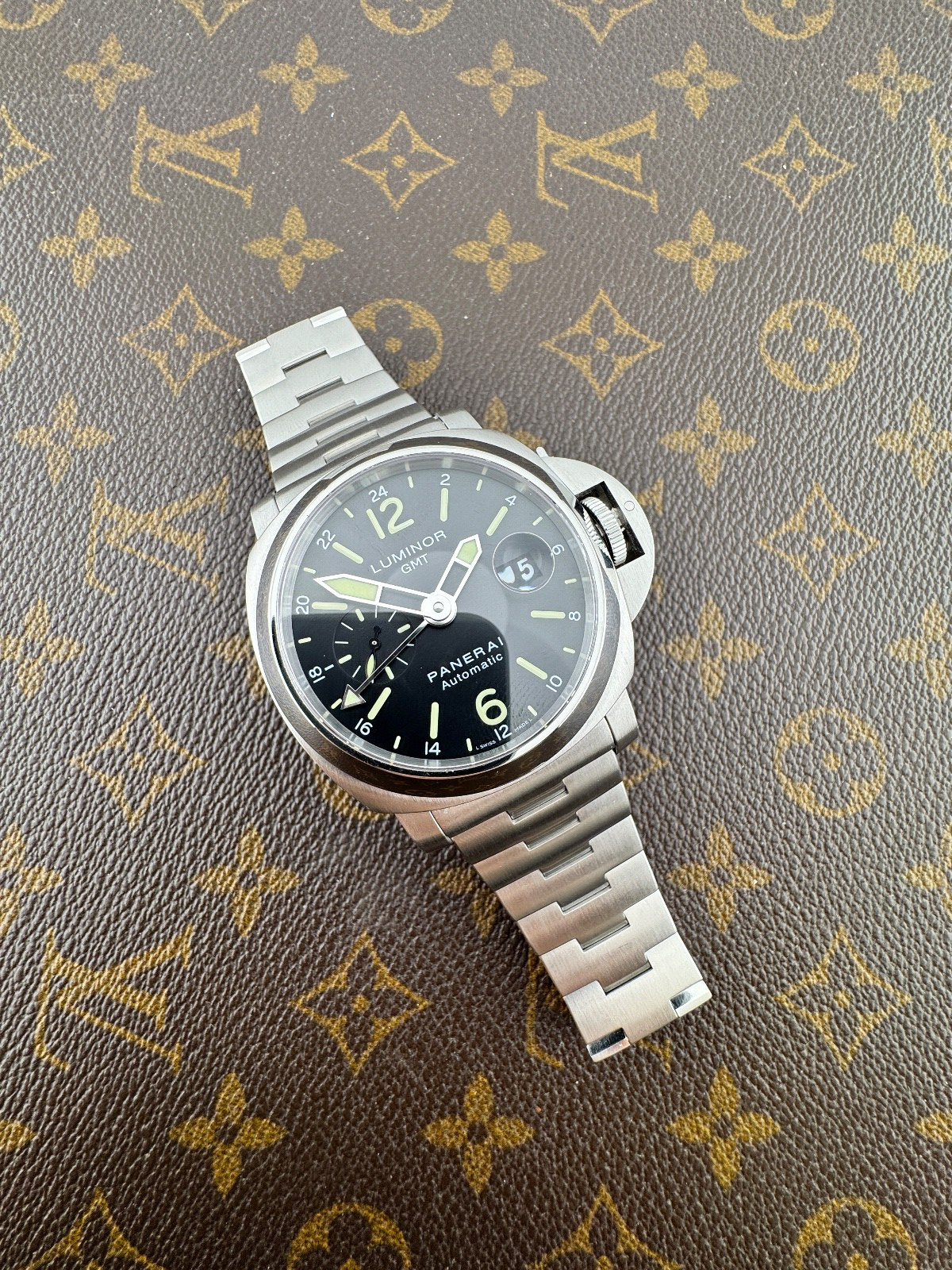 Panerai Luminor GMT Automatic OP VIII Caliber Stainless Steel Case Swiss Made