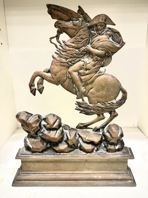 Antique Brass Napoleon Bonaparte On Horseback Doorstop Jacques-Louis David