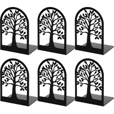 Book Ends Metal to Hold Books Tree Decorative Bookends for Shelves Black Stopper