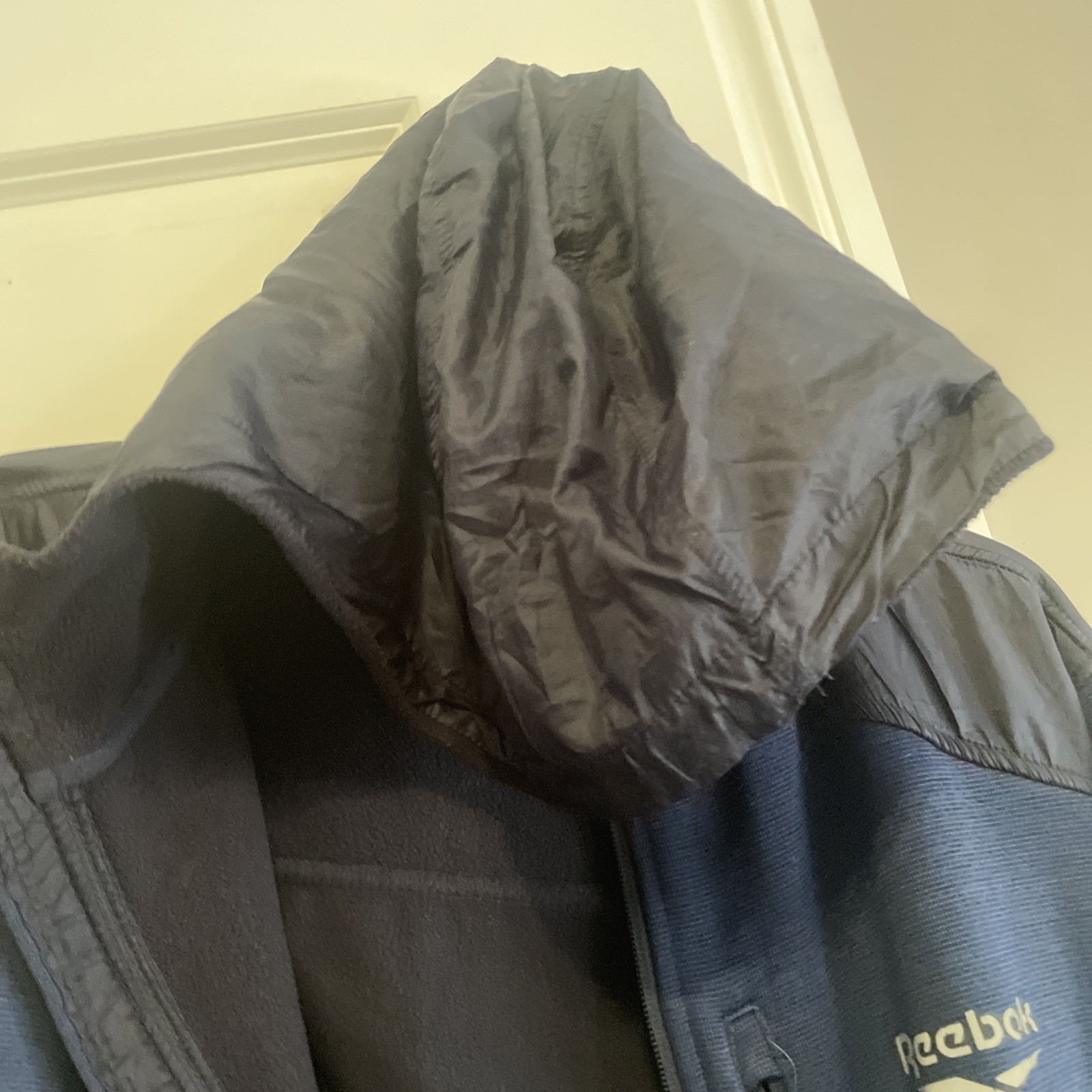 Reebok Men's Navy Blue and Black Full Zip Hooded Jacket Size Large Softshell thumbnail 10