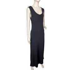 Vintage 90s DKNY Donna Karen Black Stretch Bias Cut Scoop Long Maxi Tank Dress