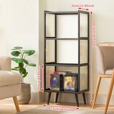 3 Tier Black Display Shelf Unit Cabinet Toy Storage Shelves Case w/ Acrylic Door