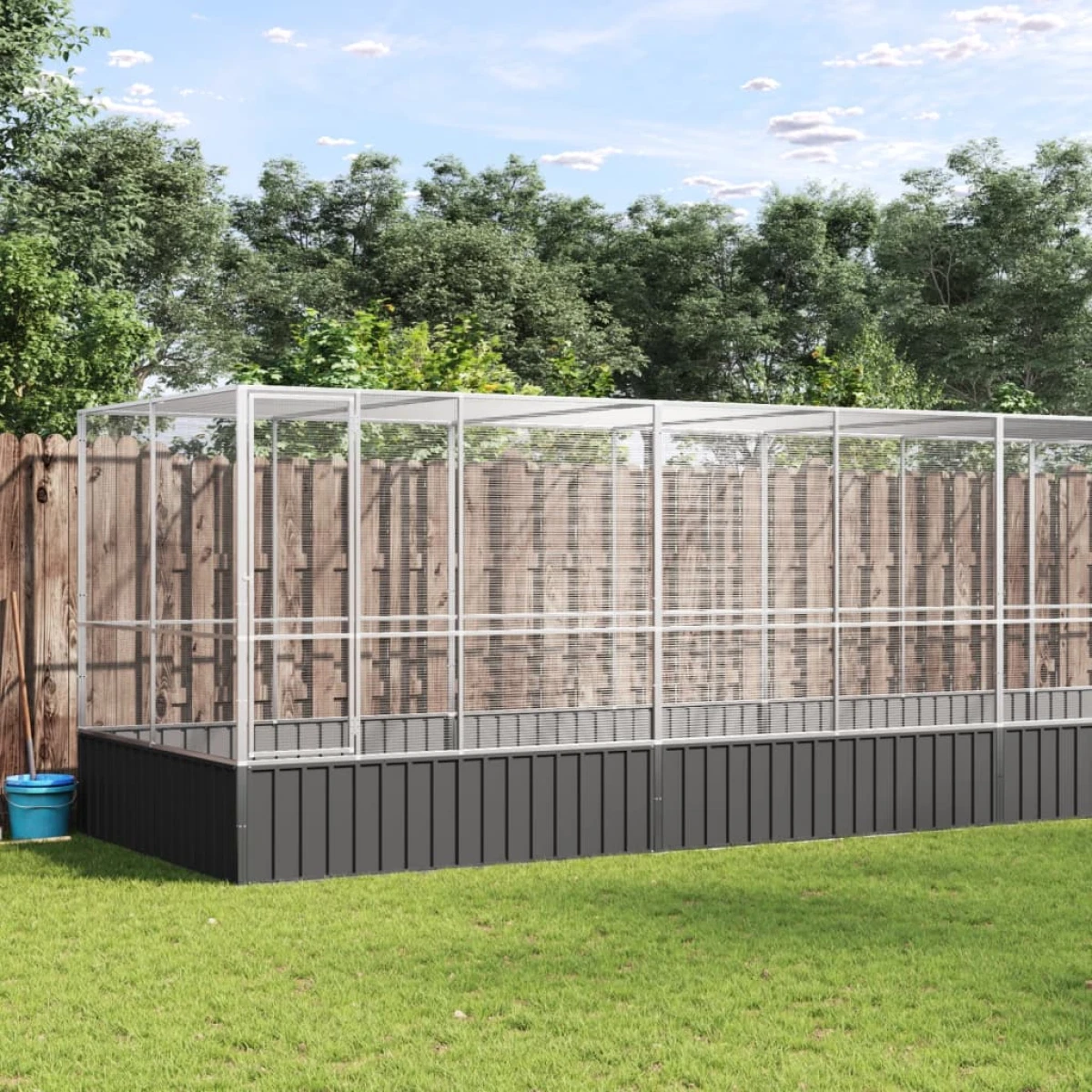 Aviary Outdoor Galvanised Steel Silver/Anthracite 625x207x212 cm Lockable Large