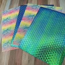 Mermaid Faux Leather Sheet Bundle Glitter Scales Ocean Craft Fabric Lot