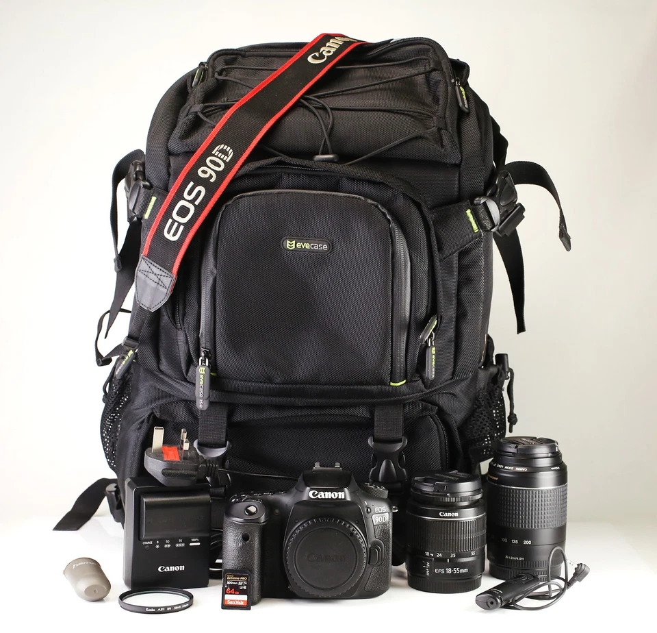 Canon EOS 90D DSLR & 18-55mm & EF 55-200mm Kit Refurbished + 12Month Guarantee.