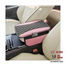 Car Center Console Cover, Leather Soft Armrest Seat Storage Box Black/Pink