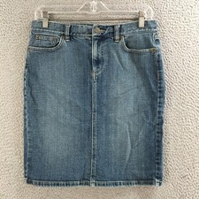 Lauren Ralph Lauren Skirt Womens 6P Straight  Pencil Cotton Blend Zip Fly Blue