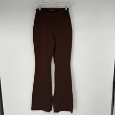 Ten By Babaton Paramount Pant Women's Sze S Coffee Bean High-Waisted Knit Flared