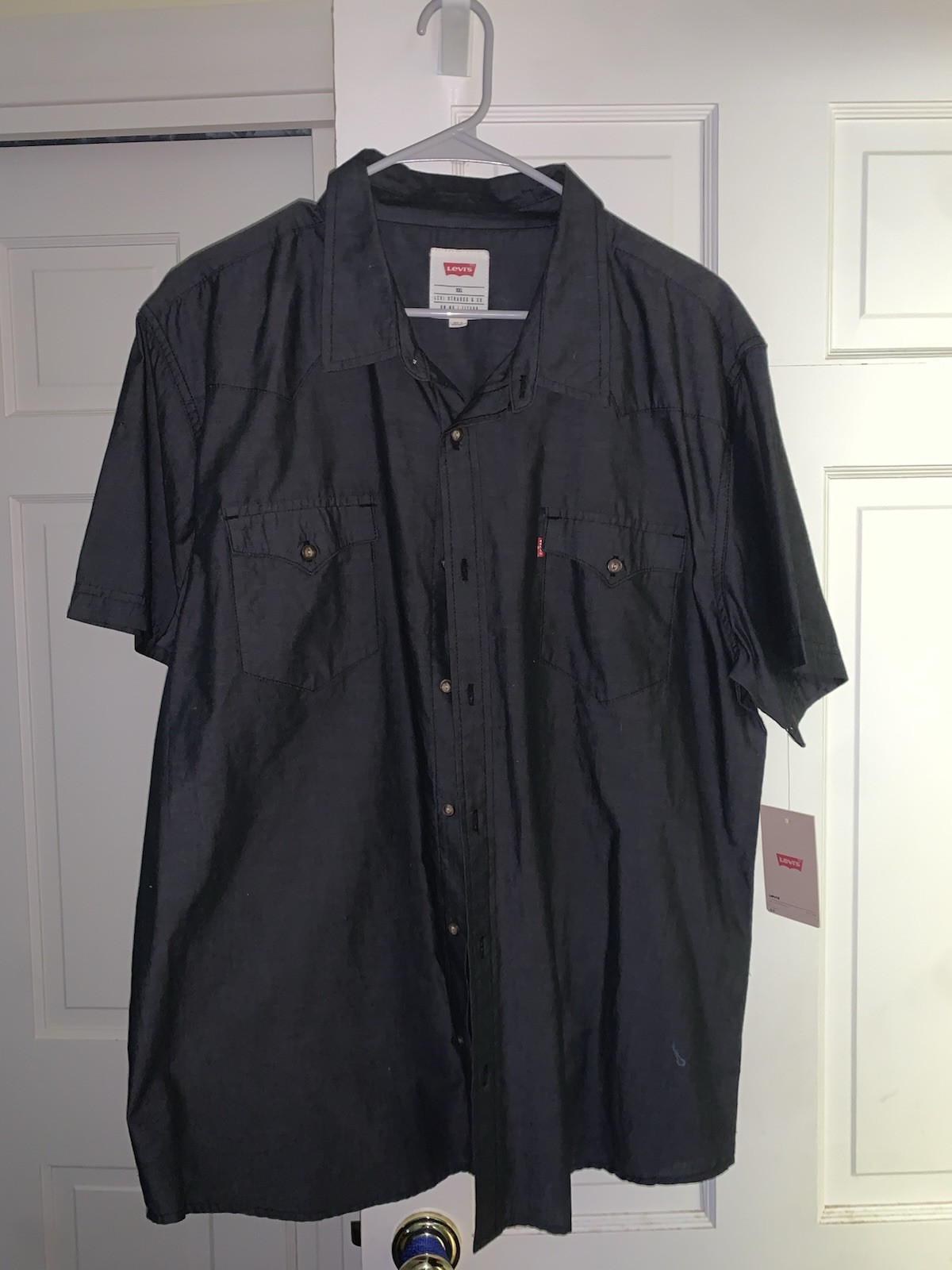 Levis Button Down Shirt Men's Size Xxl Short Sleeve One Pocket Standard Fit-image