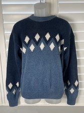 St Johns Bay sweater blue Argyle Men  s Size L Pullover Knit Soft Vintage Classic