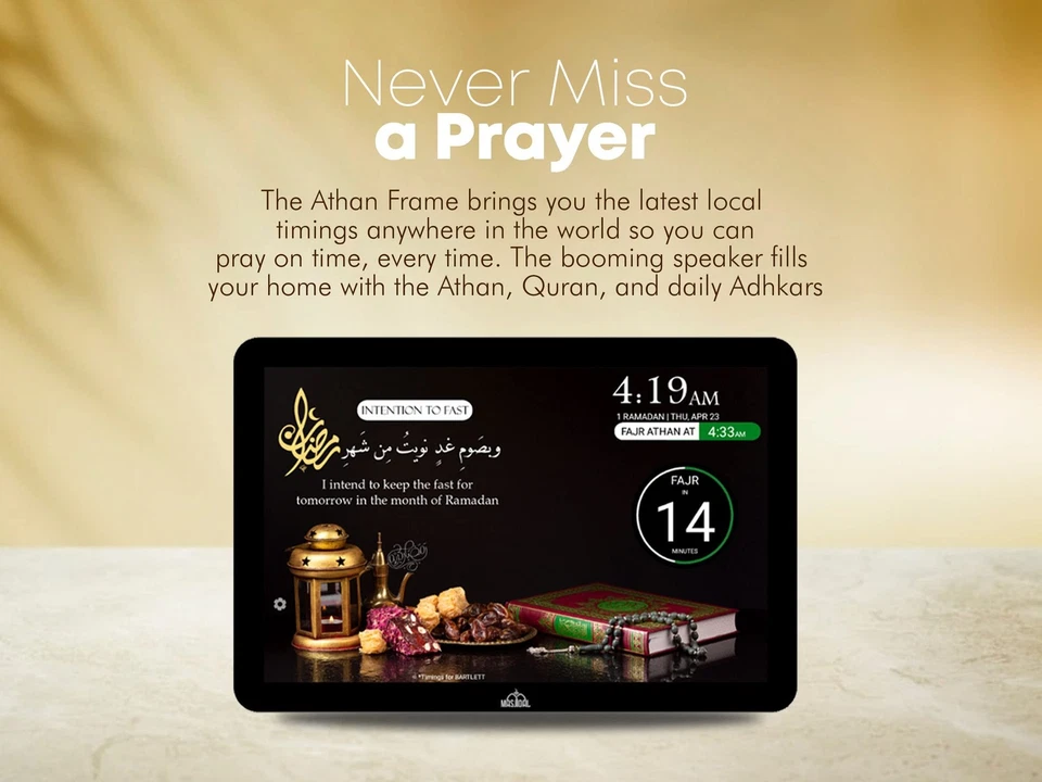 10" Digital Azan Clock with WiFi, Touch Screen, Quran Player, Prayer Times - Image 3 of 4