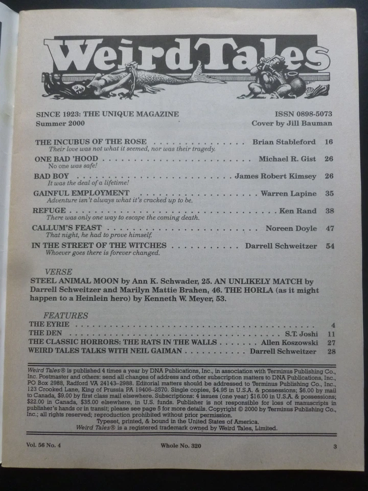 US Magazine – WEIRD TALES No. 320, Summer 2000 – Brian Stableford - Image 3 of 4