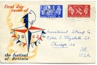 1951 FESTIVAL OF BRITAIN GREAT BRITAIN GEORGE 6th ILLUS FDC BATTERSEA SLOGAN PMK