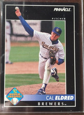 1992 Pinnacle #249 Cal Eldred Milwaukee Brewers Rookie Baseball Card Mint. rookie card picture
