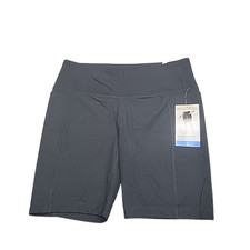 Mondetta Women's Pull On Trendy Ribbed Bike Shorts Pockets Large Size Black