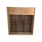 COCA COLA WOOD CASSETTE STORAGE RACK Vintage 17.5" Tall SLIDING DOOR COMPARTMENT