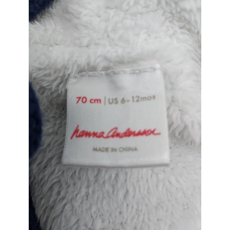 Cárdigan suéter Hanna Andersson bebé niños 6-12 meses tejido con capucha azul verde Foto 2 de 4