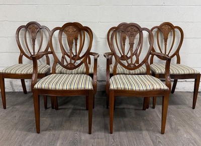 Vintage Hepplewhite or Georgian Style Shield Back Dining Chairs - Set of 6
