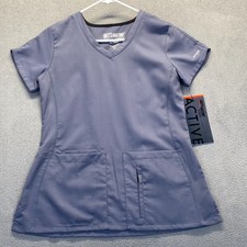 Grey's Anatomy By Barco Scrub Top Womens Grey Short Sleeve V-Neck Active XS NWT