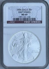 2006 Eagle S$1 ASE 1  OZ. .999 Fine Silver -  MS69 NGC - First Strikes