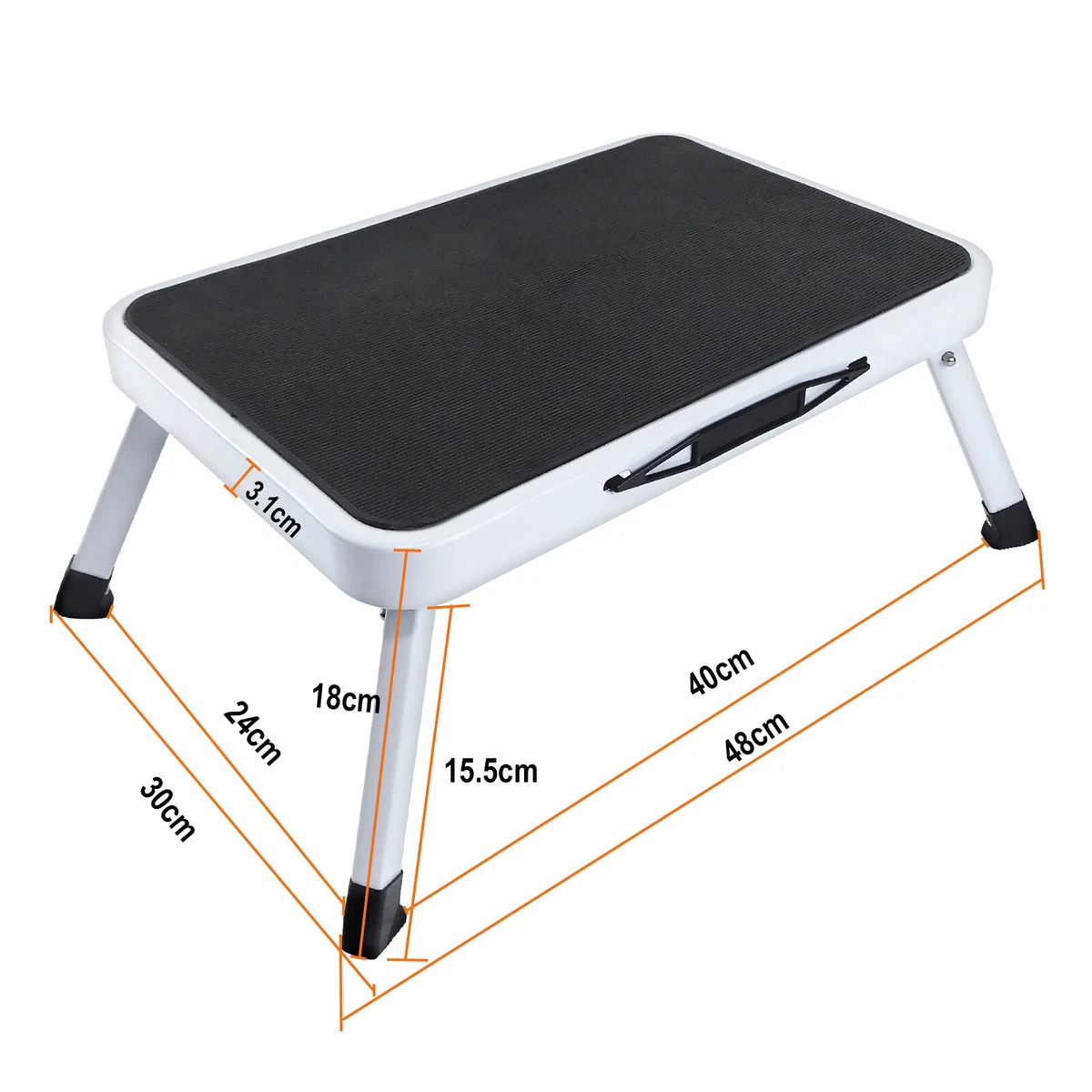 Metal Folding Step Stool Seat One Step Ladder Anti Slip Feet
