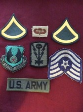 Seven WW2 & Vintage U.S. Army & Air Force Cloth Patches, Insignia & Chevrons Etc