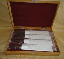 New Set 4 SHUN 4.5" Rosewood Handle Tanto Steak Knives w Wood Box Made in Japan