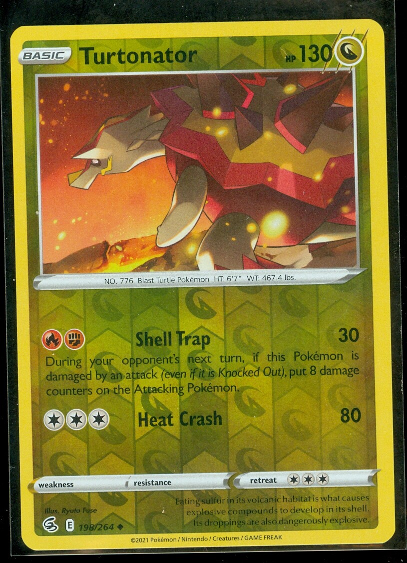 Pokemon TURTONATOR 198/264 Fusion Strike - Rev Holo - - MINT