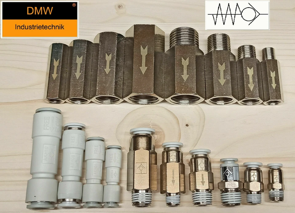 DMW INDUSTRIETECHNIK Pneumatik Rückschlagventil Zoll IG AG Gewinde Steckverbinder Steckverschraubung