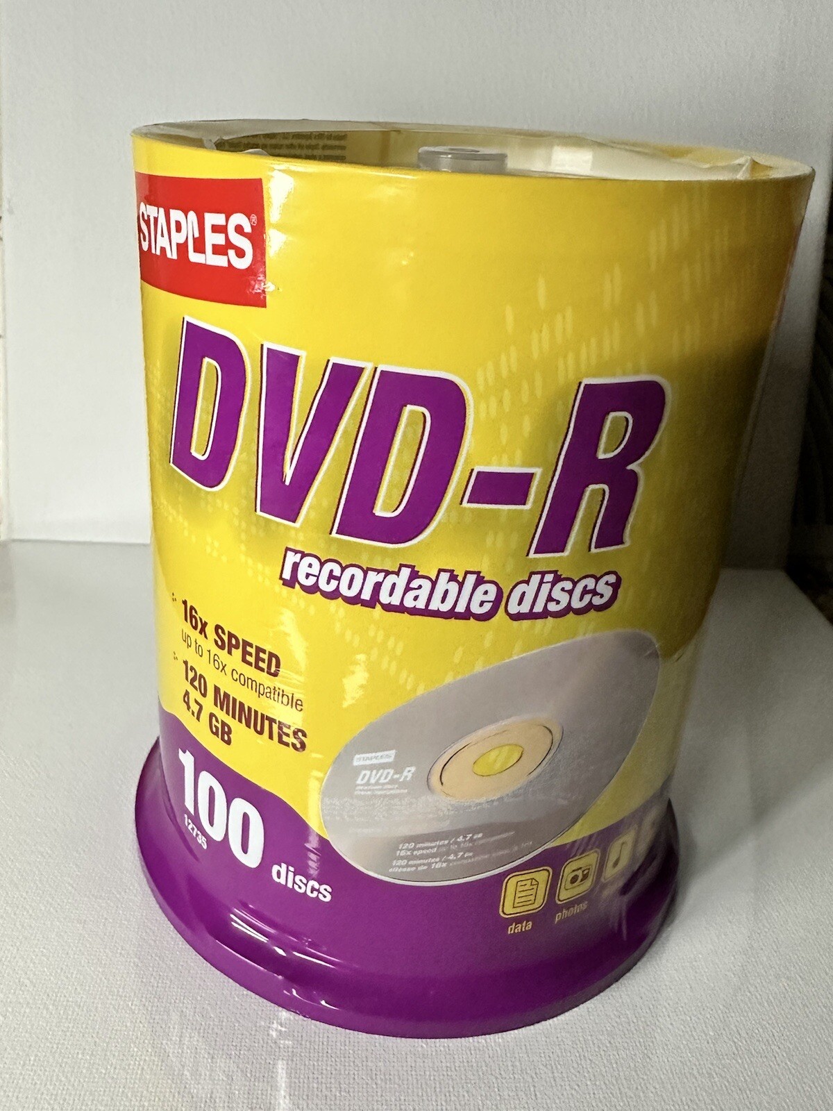 DVDR Recordable 100 Discs Spindle 4.7 GB 16x 120min Sealed Staples eBay