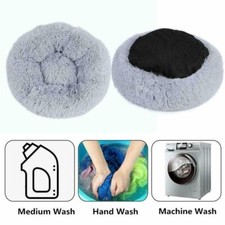 Luxury Small Grey Warm Fluffy Pet Bed Dog Puppy Kitten Fur Donut Cushion Mat