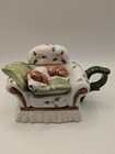 Vintage Mini Ceramic Teapot Beagle Puppy Dog Sleeping On Chair, World Bazaars