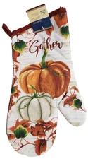 Printed Kitchen 13" Large Oven Mitt, HARVEST,FALL,PUMPKINS,GATHER,brown back, GR