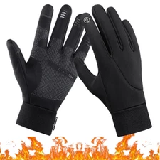 Winter Fleece Gloves Touch Screen Waterproof Windproof Warm Mittens for Men