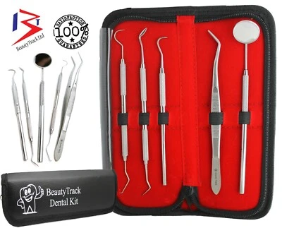 BEAUTYTRACK Dental Teeth Whitening Kit Dentist Tweezers Tooth Plaque Calculus Tartar Remover