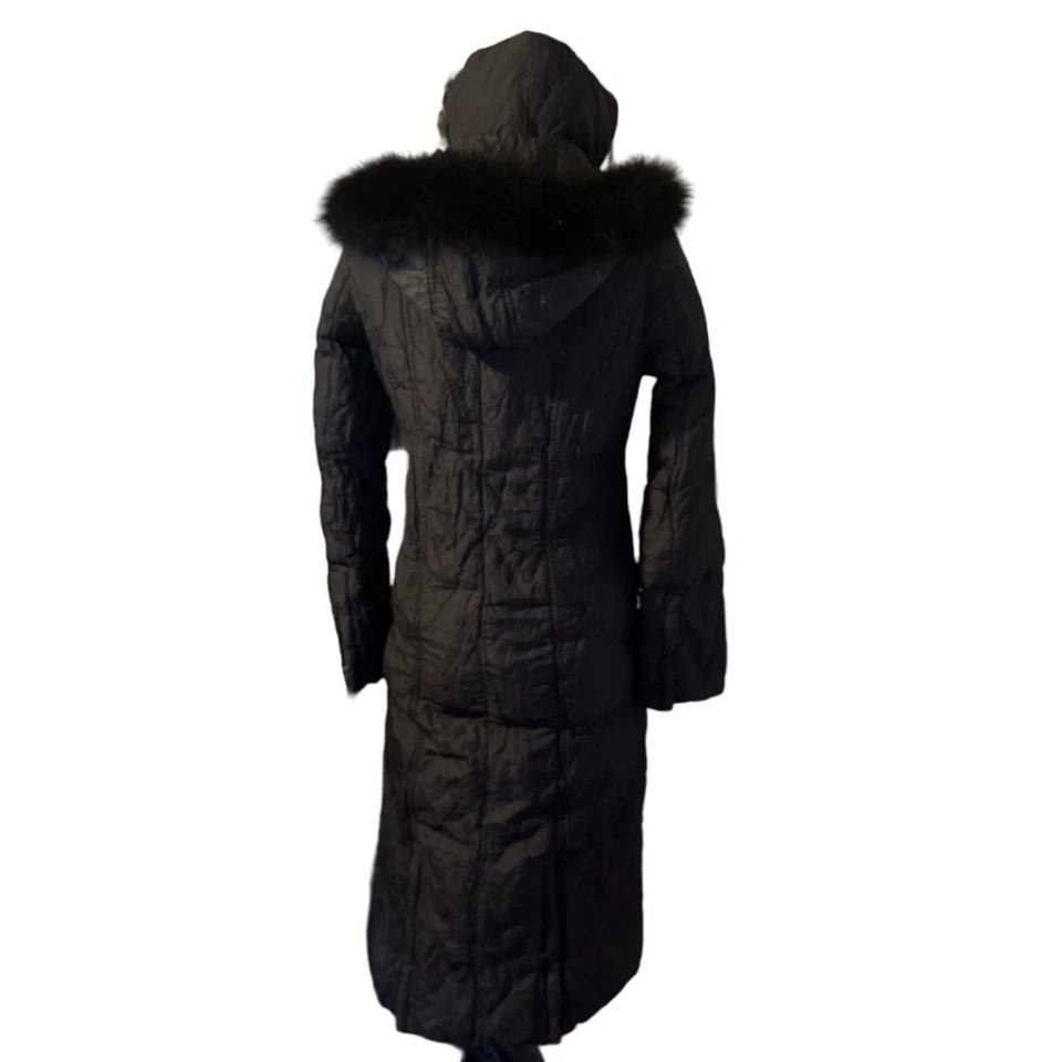 Abrigo Via Spiga gris con capucha ribete de piel relleno talla XS Foto 2 de 4