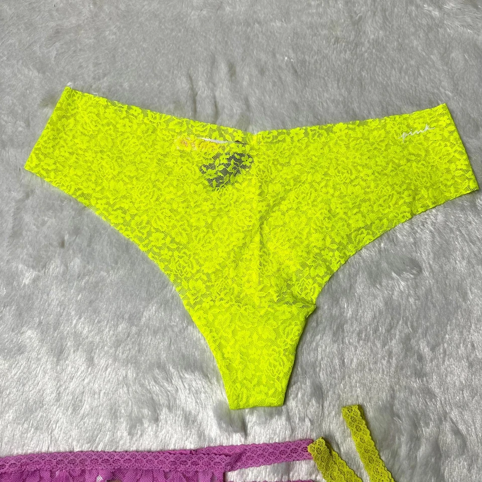 NUEVO CON ETIQUETAS VS ROSA Encaje Doble Correa Tanga Trío Para Mujer 2XL Paquete de 3 Foto 3 de 4