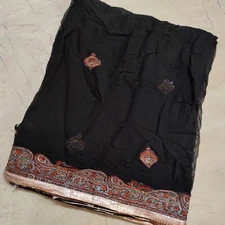 Antique Indian Dupatta Long Scarf Hand Stitched Embroidery Georgette Veil Stole