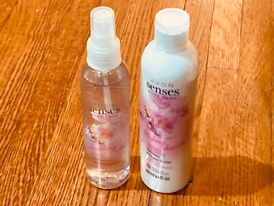 New Avon Senses cherry blossoms shimmer mist and body lotion