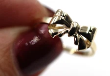 Size R Genuine 9ct 9K Yellow Gold Plain Bow Ring