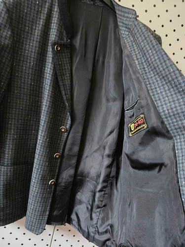 PE-KO Loden Austrian Bavarian Trachten Wool Blazer Jacket Mens Сheck Size 52 - Picture 18 of 21