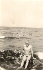 Org Vintage German 1969-70 Real Photo- Man at Beach- Gay Interest- Nude- Outdoor