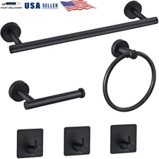 6 PCS Bathroom Hardware Accessories Set Hand Towel Bar Ring Stainless Steel 304