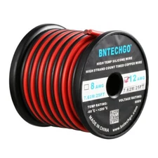 12 Gauge Flexible 2 Conductor Parallel Silicone Wire Spool Red Black High Res...