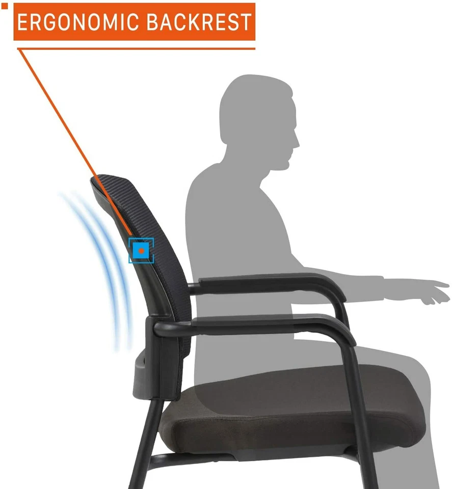 Juego de 4 sillones apilables con respaldo de malla CLATINA asiento tapizado de tela ergonómico Foto 3 de 4