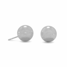 Sterling Silver Rhodium-plated 10mm Ball Stud Earrings