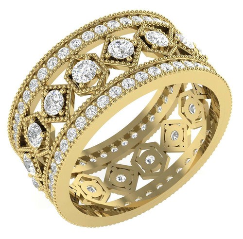 Anello di fidanzamento Designer Eternity I1 G 2,25 Ct diamante naturale oro rosa 9,80 mm - Foto 5 di 8